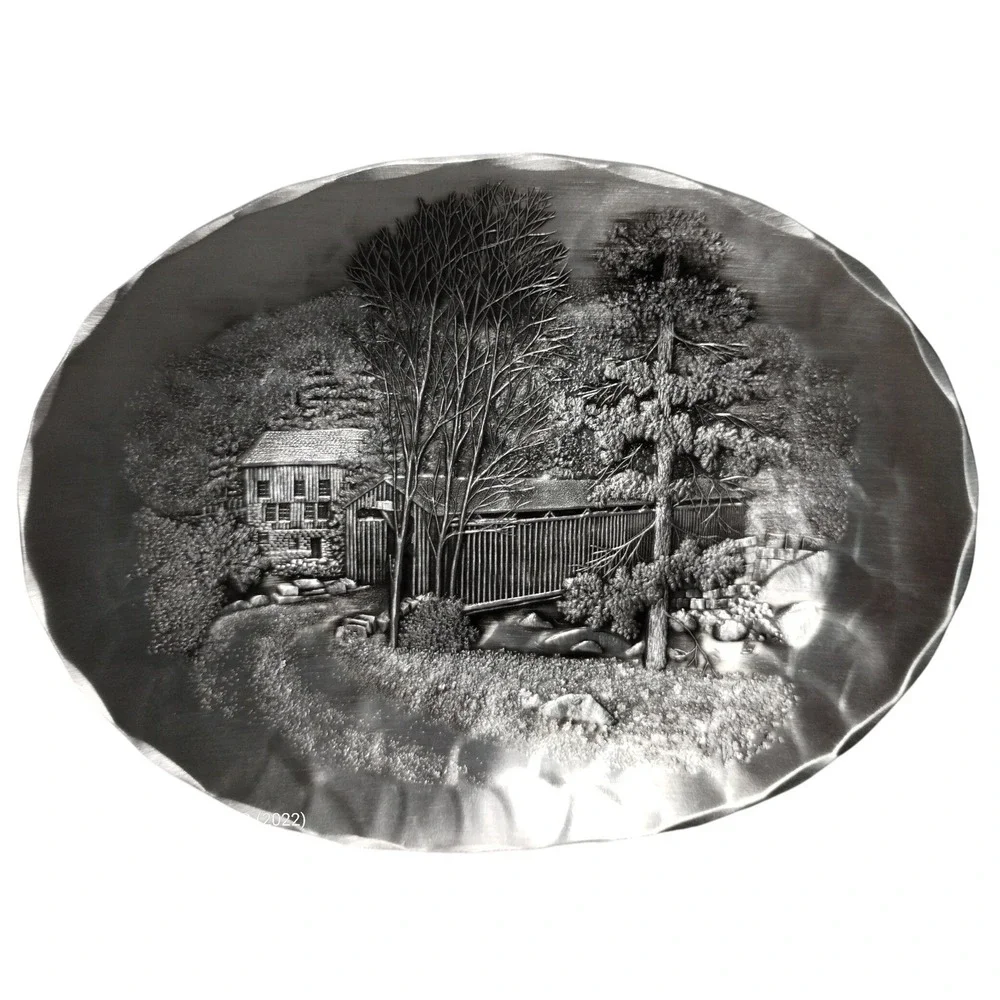 Wendell August Forge 1980 Covered‎ Bridge Metal Art Plate 7